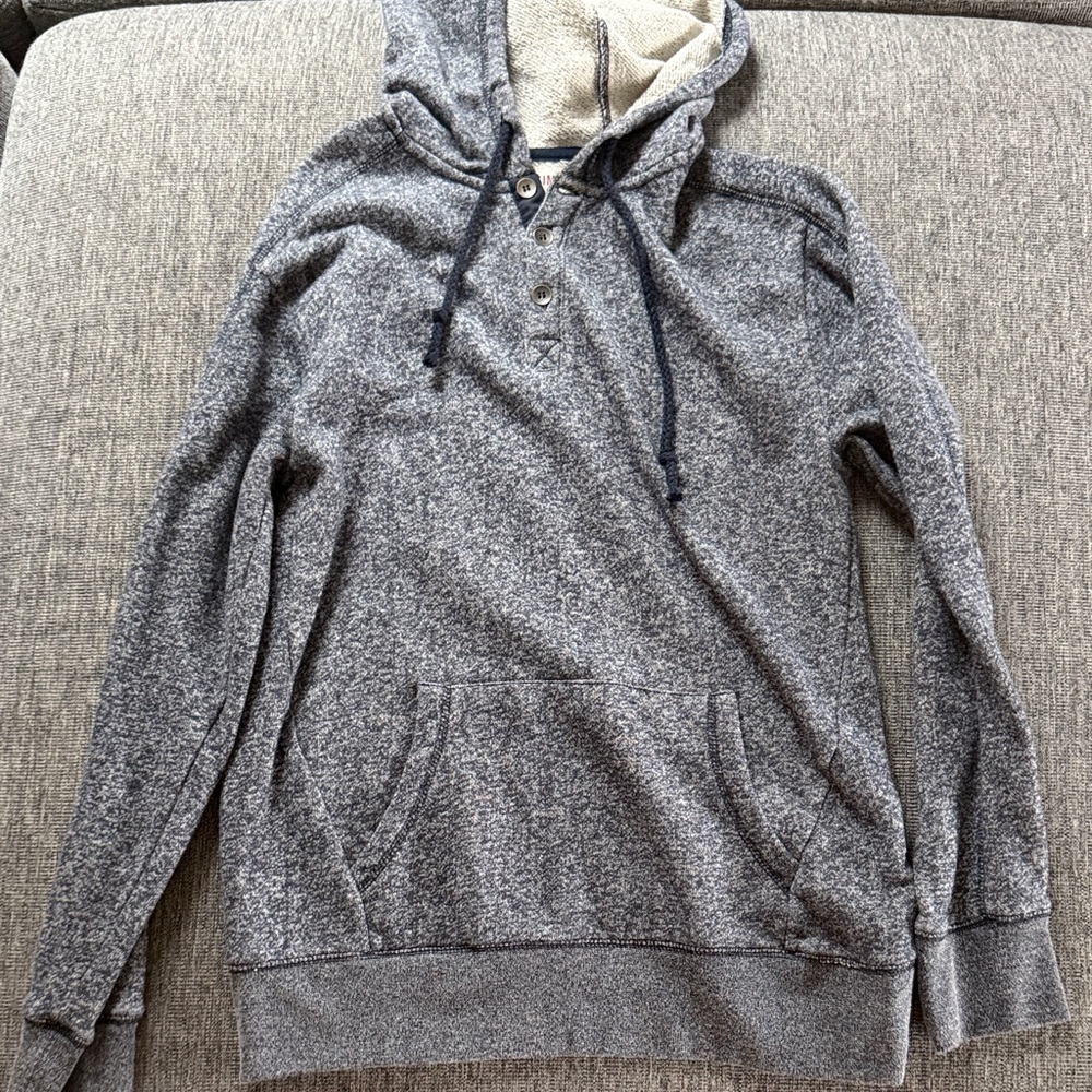 Mossimo Supply Co. Navy Blue Henley Hooded Pullover